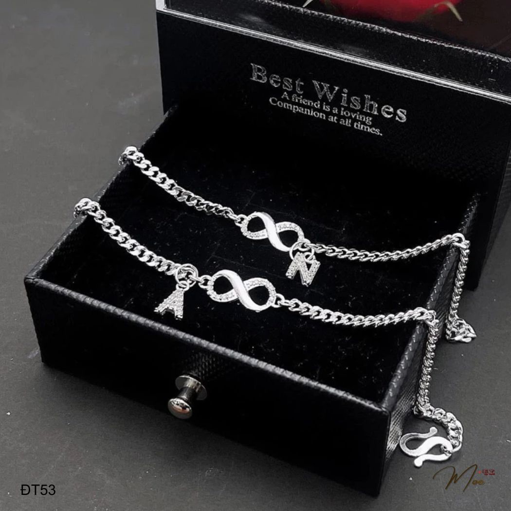 ĐT53 - Lắc tay đôi vô cực vĩnh cửu tình yêu mix charm chữ cái