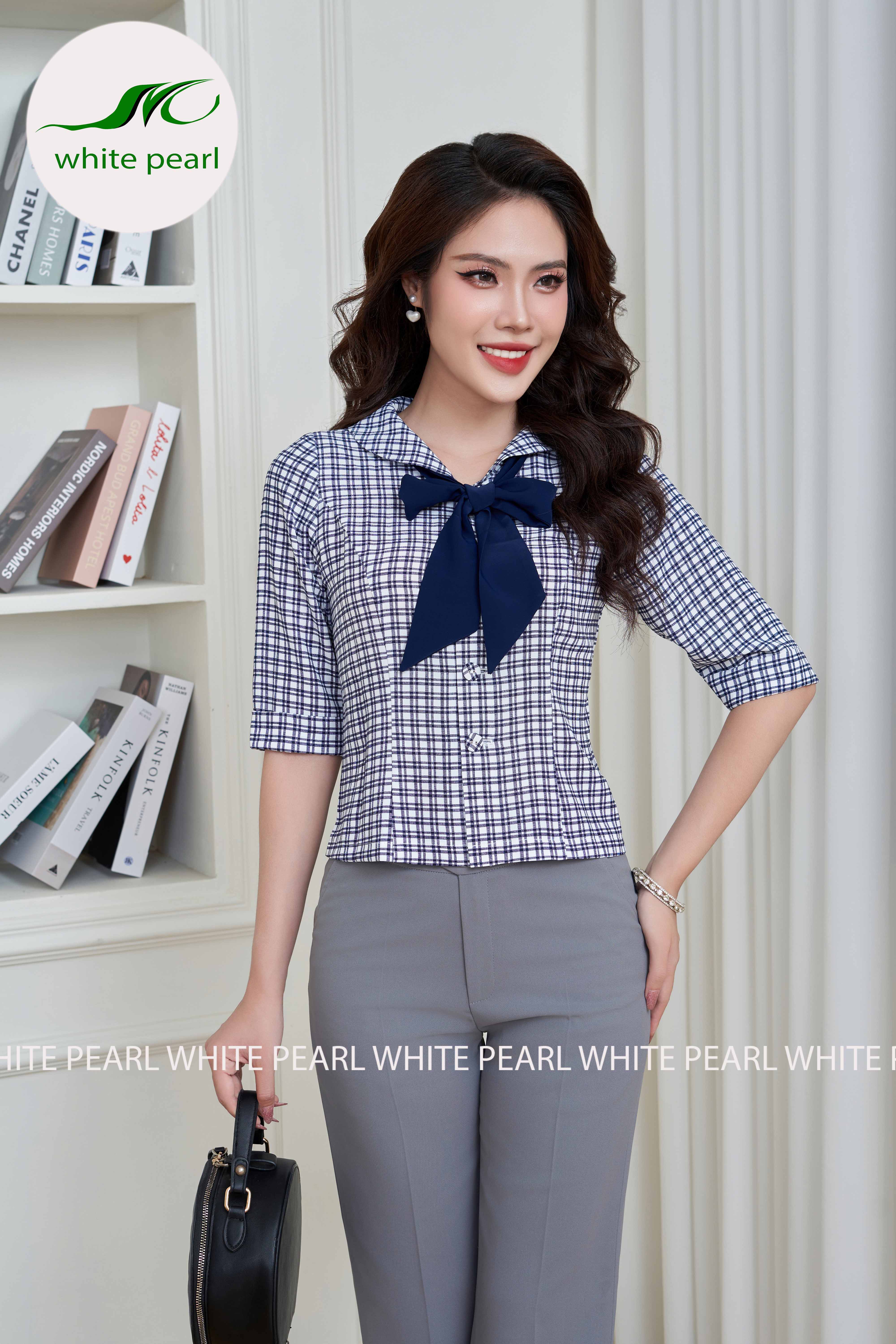  Áo ký giả cổ sam tay lỡ Màu kẻ xanh_thumbnail_2