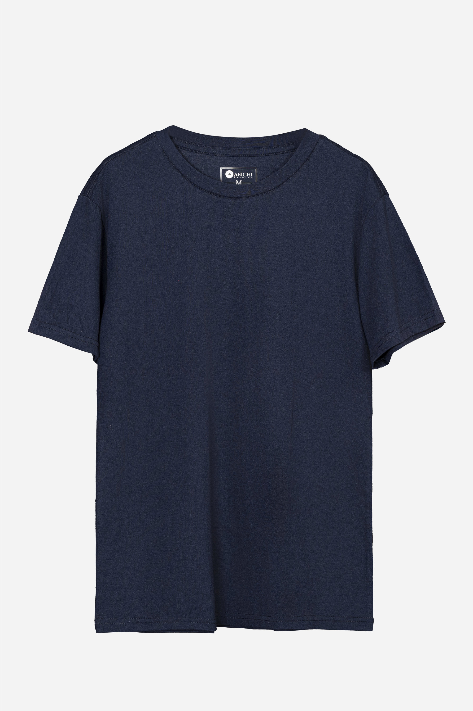 Áo Phông Cổ Tròn Nam Trung Niên ANCHI Chất Liệu Cotton Co Giãn Màu Xanh Than