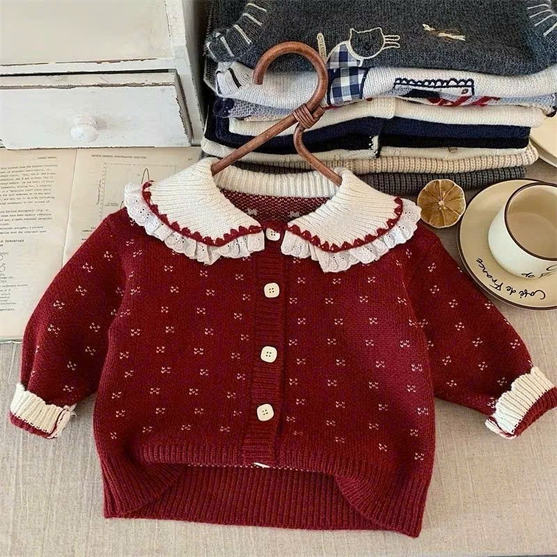 (M93) Áo len đỏ cổ cổ sen kem_thumbnail_0