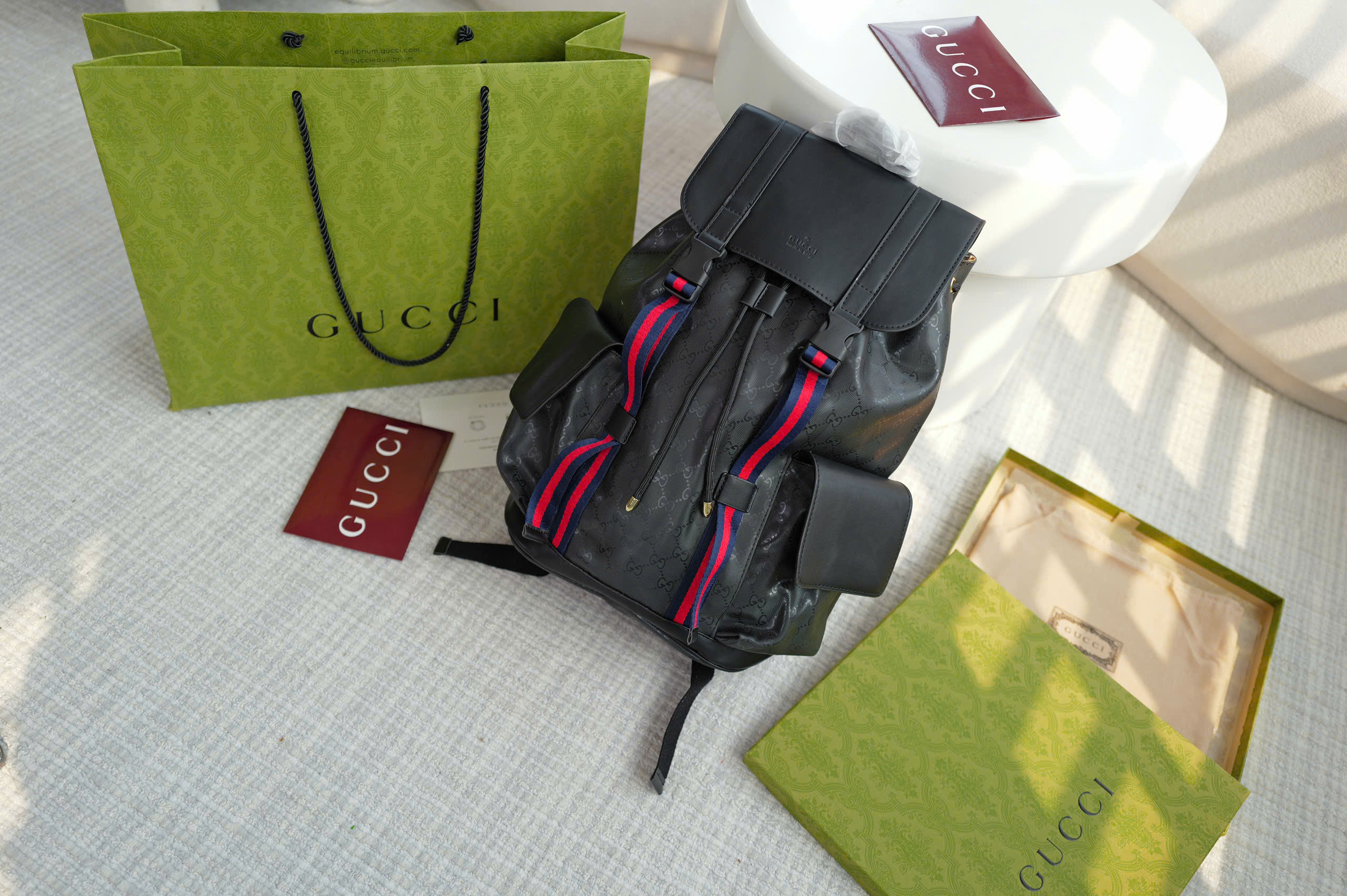 Balo Gucci GG Supreme Canvas Backpack Black_thumbnail_4