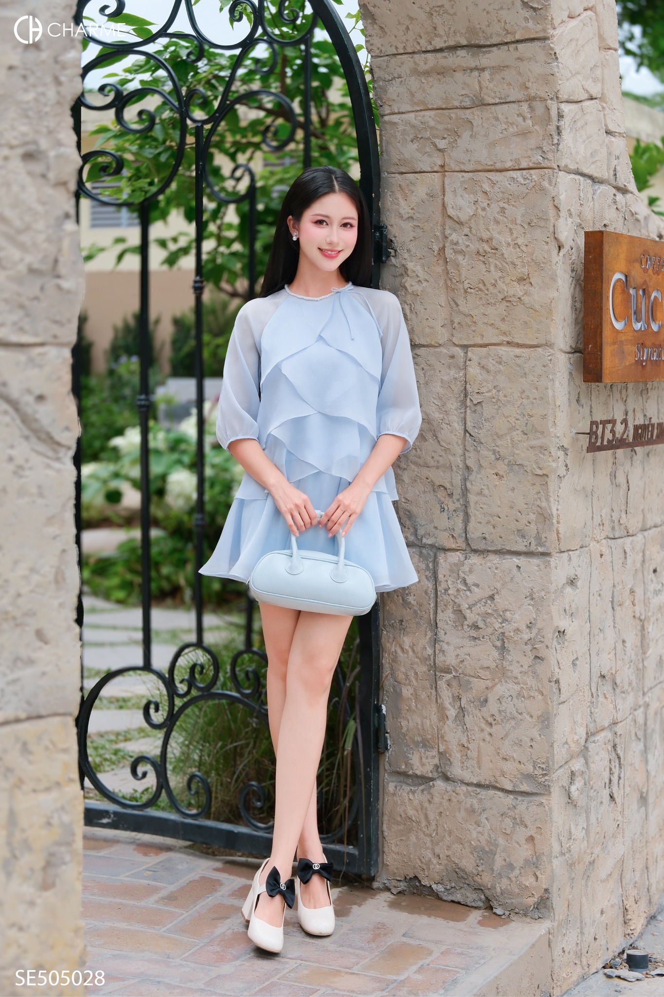 Set áo bèo tầng chéo kèm cv