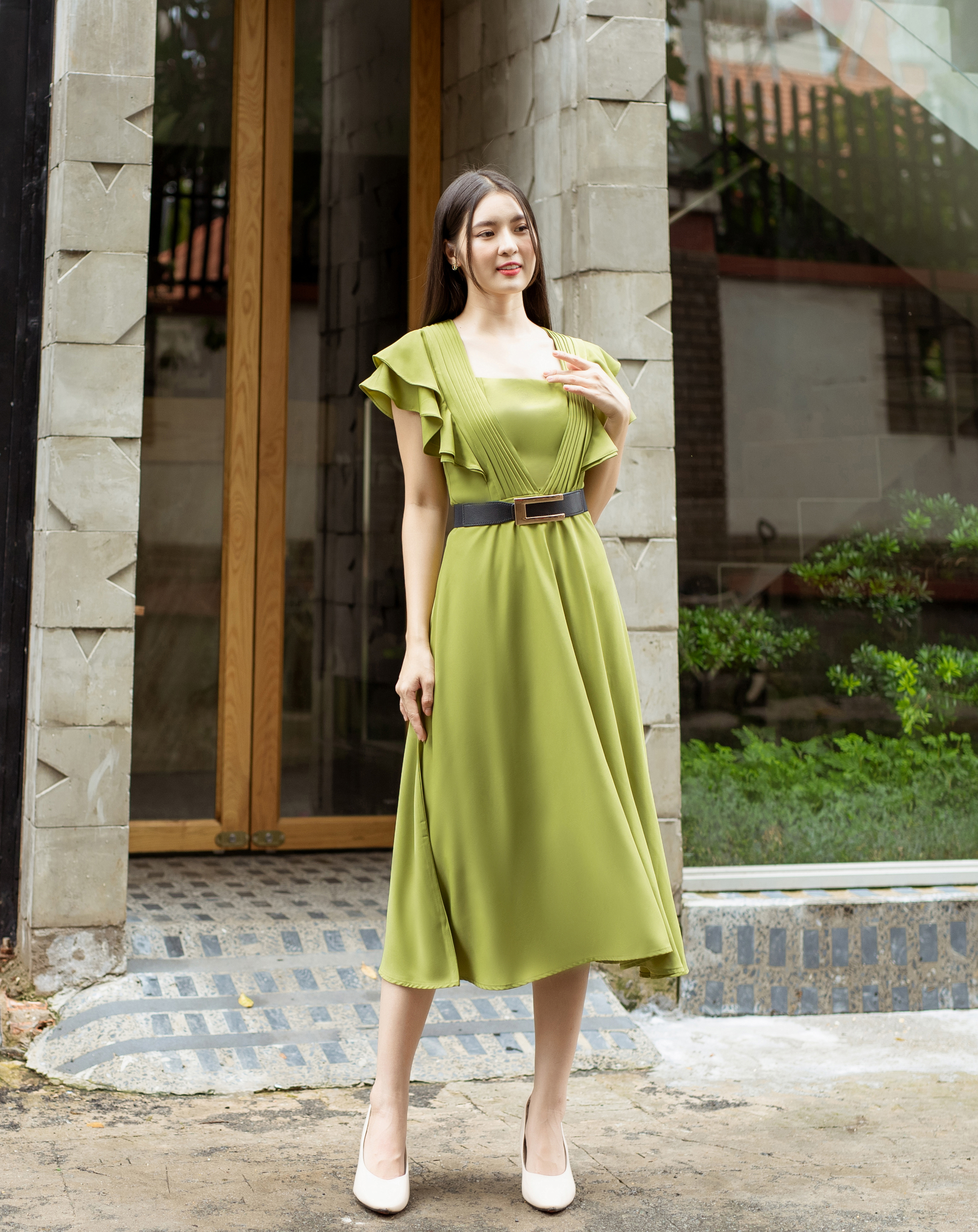 Đầm xòe tay cánh tiên xếp ly sang trọng_thumbnail_1