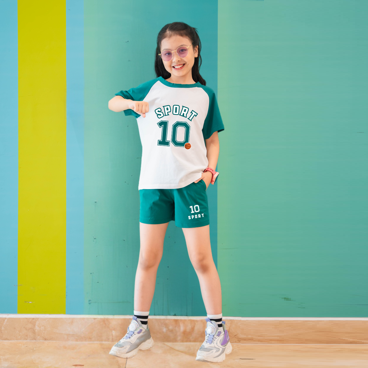 Bộ quần áo bé gái phối màu in số 10- Loza FB153_thumbnail_1