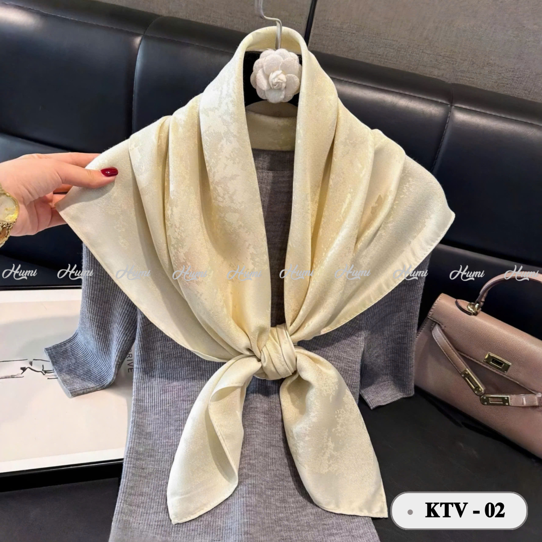 KHĂN LỤA VUÔNG KIM TUYẾN (KTV-02 BE)