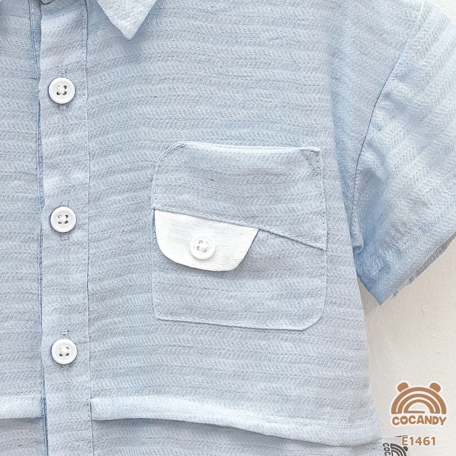 Áo cộc sơ mi kẻ XANH túi ốp ngực cách điệu_thumbnail_6