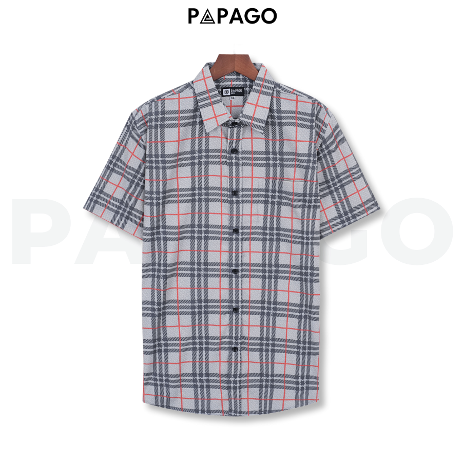 Áo sơ mi nam trung niên PAPAGO tay ngắn lai bầu vải lụa sọc caro - P23SNCR004_thumbnail_6