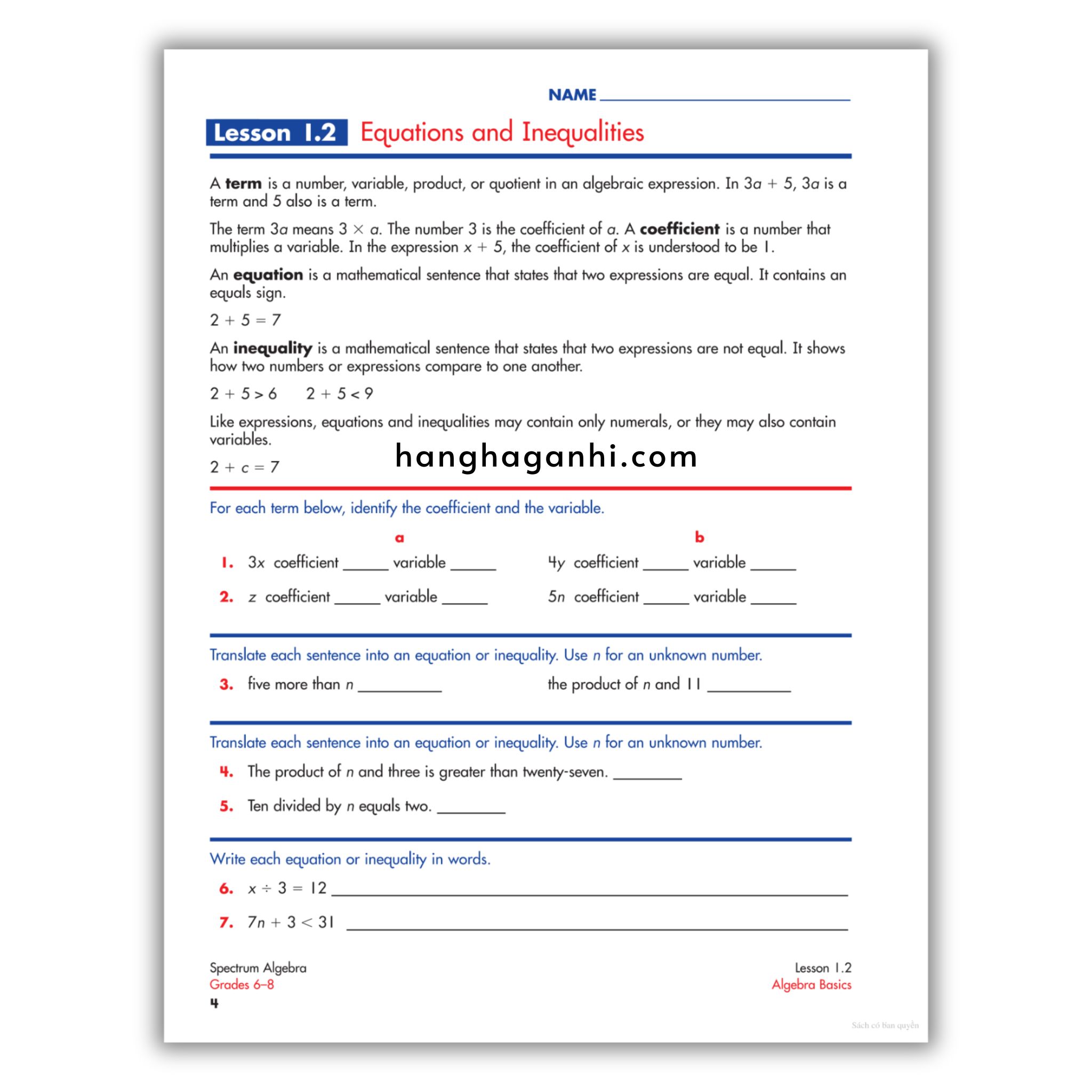 Sách Spectrum Algebra Workbook Grade 6-8_thumbnail_11