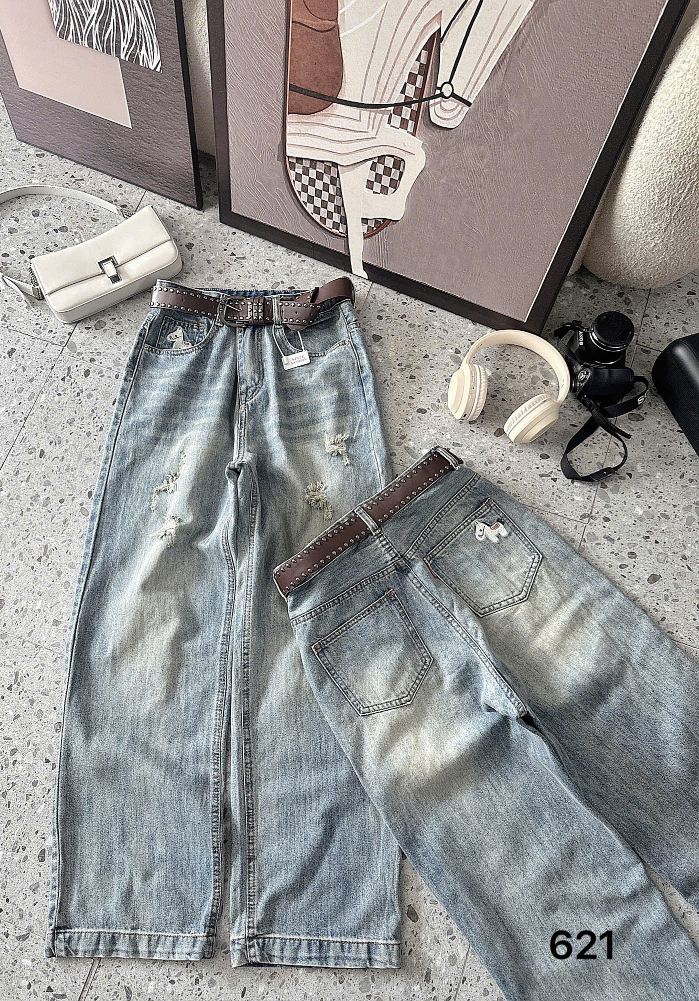 BIGSIZE - Quần jean suông thêu ngựa cho nàng béo từ 55 tới 90kg T-QJ621_thumbnail_1