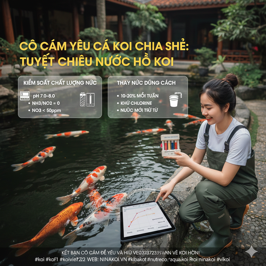 Tuyệt Chiêu Giữ Nước Hồ Koi Trong Vắt và Bí Quyết Thay Nước Chuẩn 