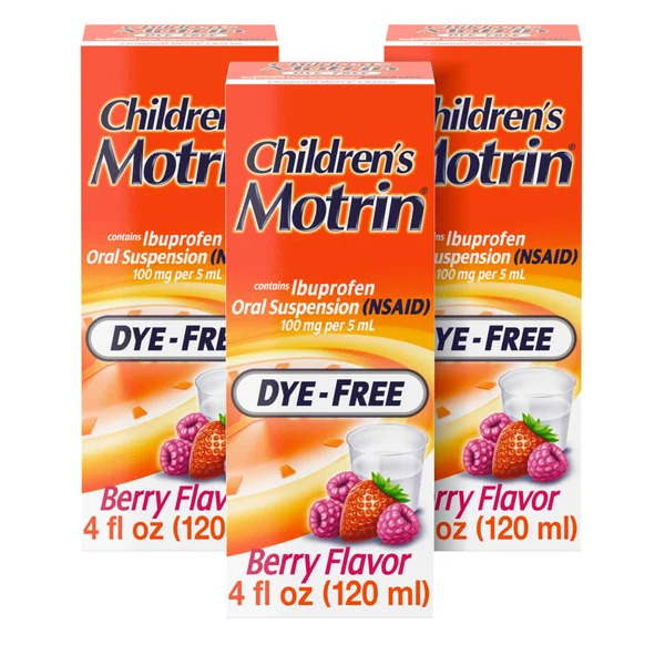 Siro Giảm Đau Và Hạ Sốt Cho Trẻ Em Motrin Children's Berry Flavor Dye-Free Ibuprofen Oral Suspension – 3 Chai X 120ml SHM-0034