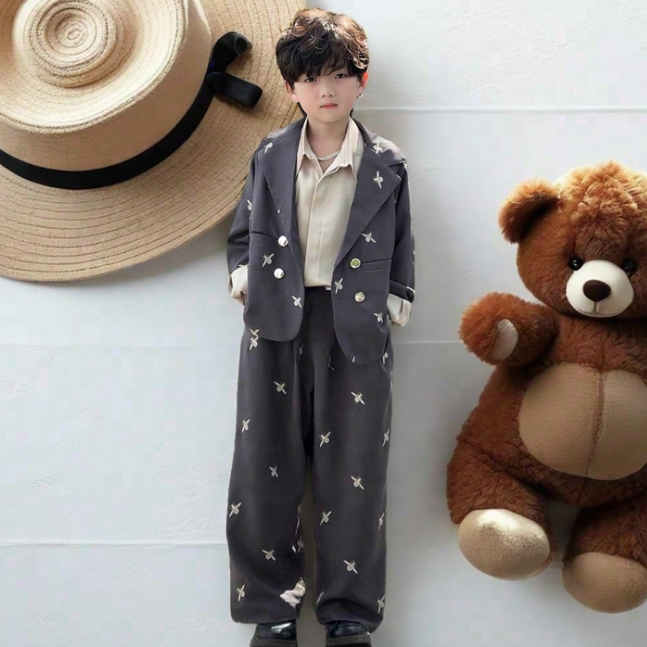 Bộ Vest Ong Thêu Form rộng Cho Bé Trai, Bé Gái Cá Tính ._thumbnail_8