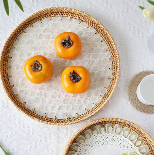 Mother Of Pearl Rattan Tray MD014