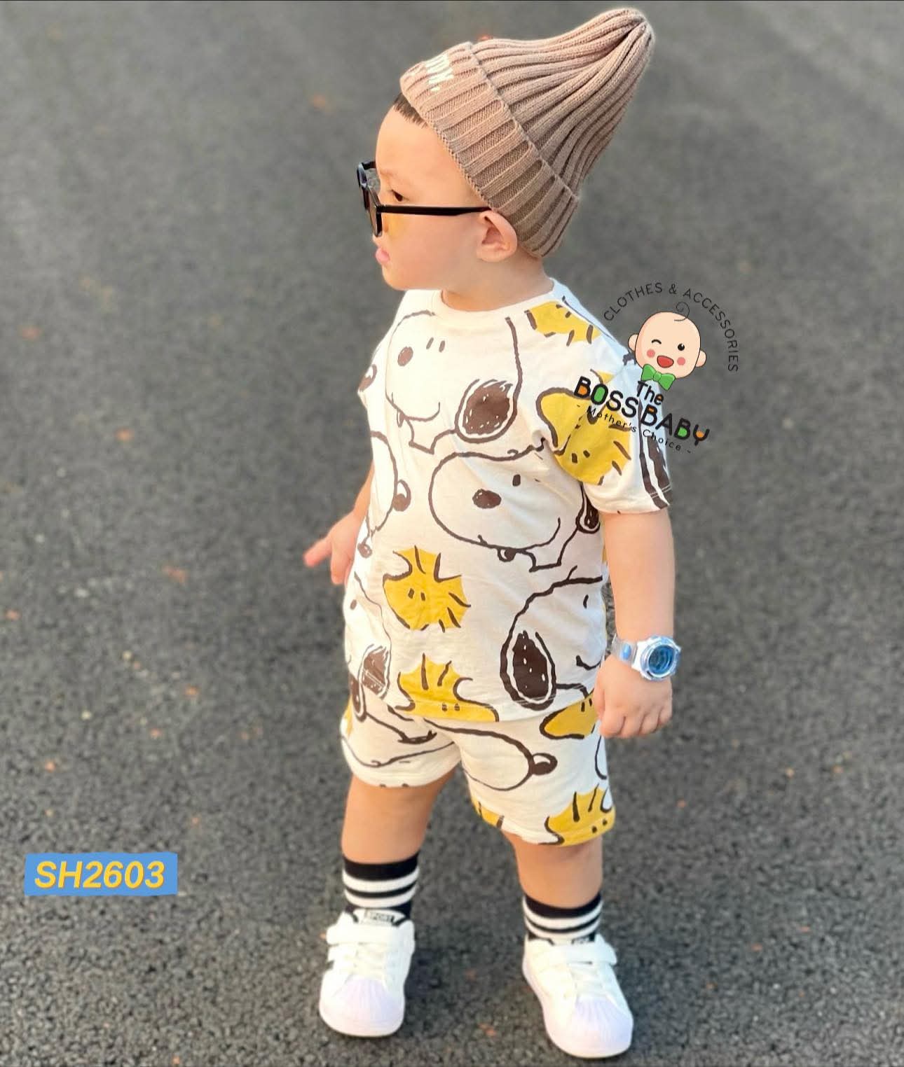 Set bộ cotton trắng họa tiết Snoopy