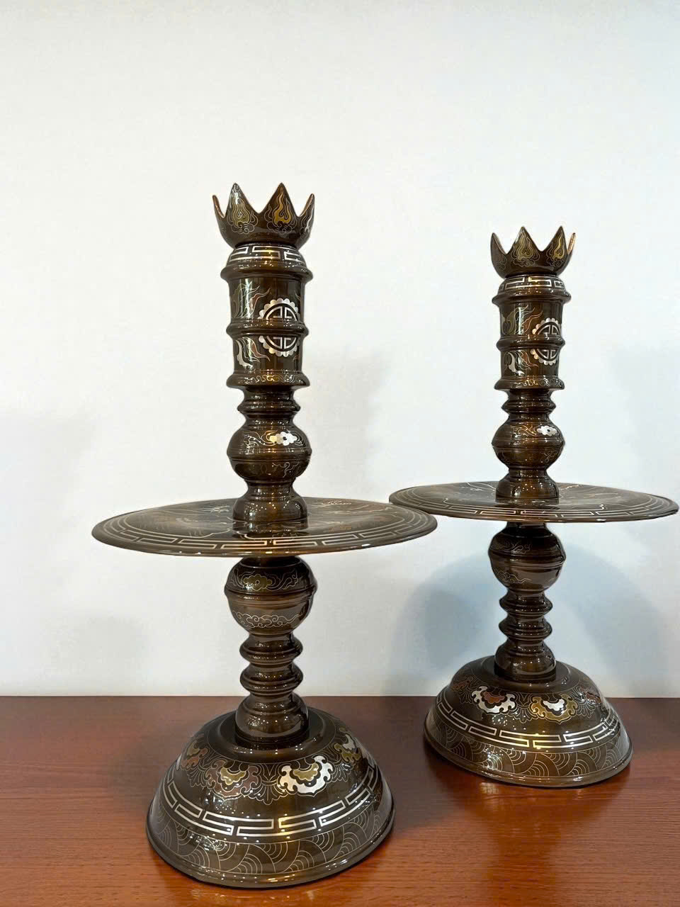 Bộ đồ thờ ngũ sự cao 70cm khảm ngũ sắc kỹ đúc đồng đỏ _thumbnail_6