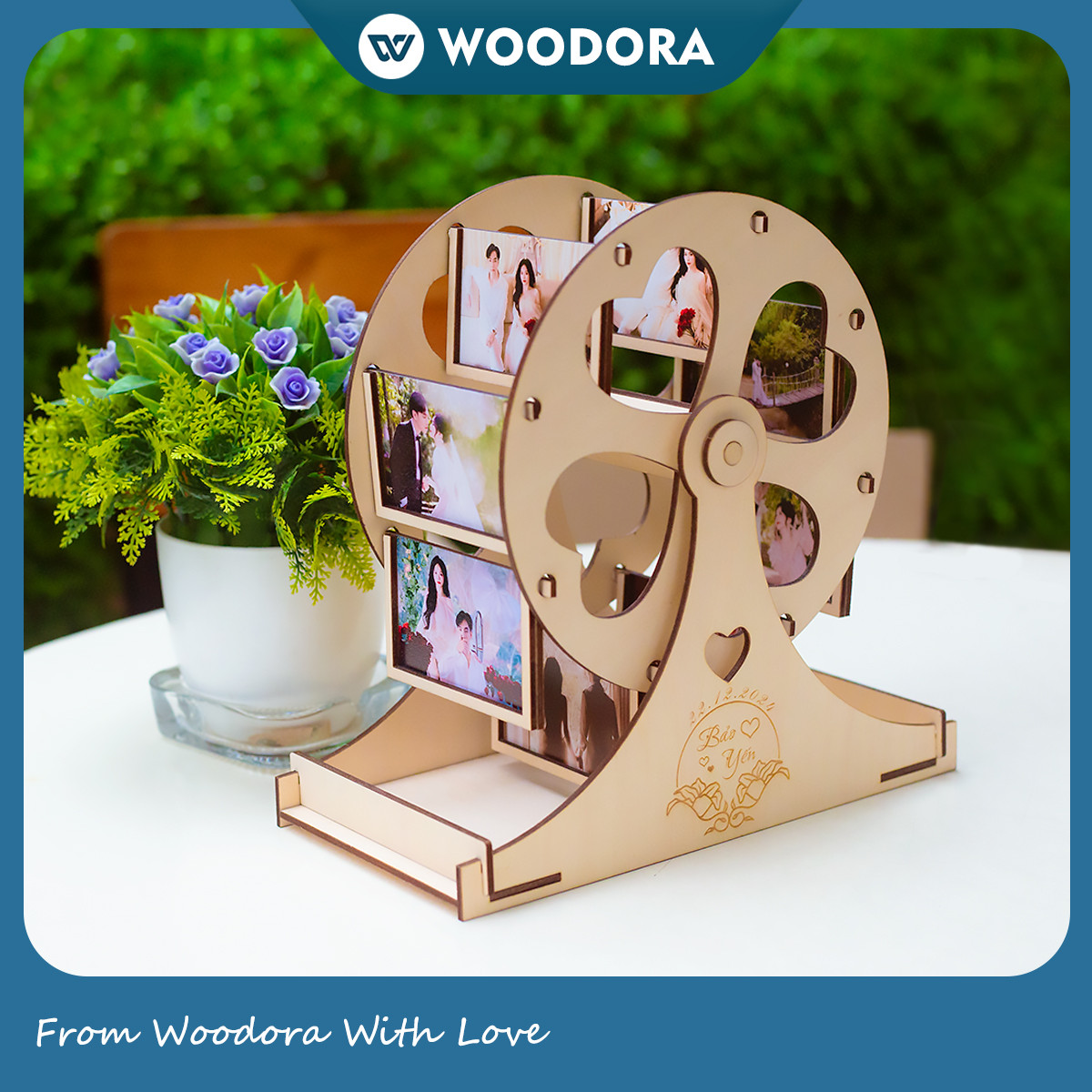 Khung Ảnh Gỗ Đu Quay Xoay Vòng - Lưu Giữ Kỷ Niệm (8 Ảnh, In Theo Yêu Cầu)