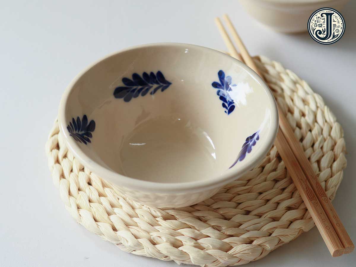 Chén chiết yêu 13cm gốm cao cấp họa tiết lá  J000244_thumbnail_2