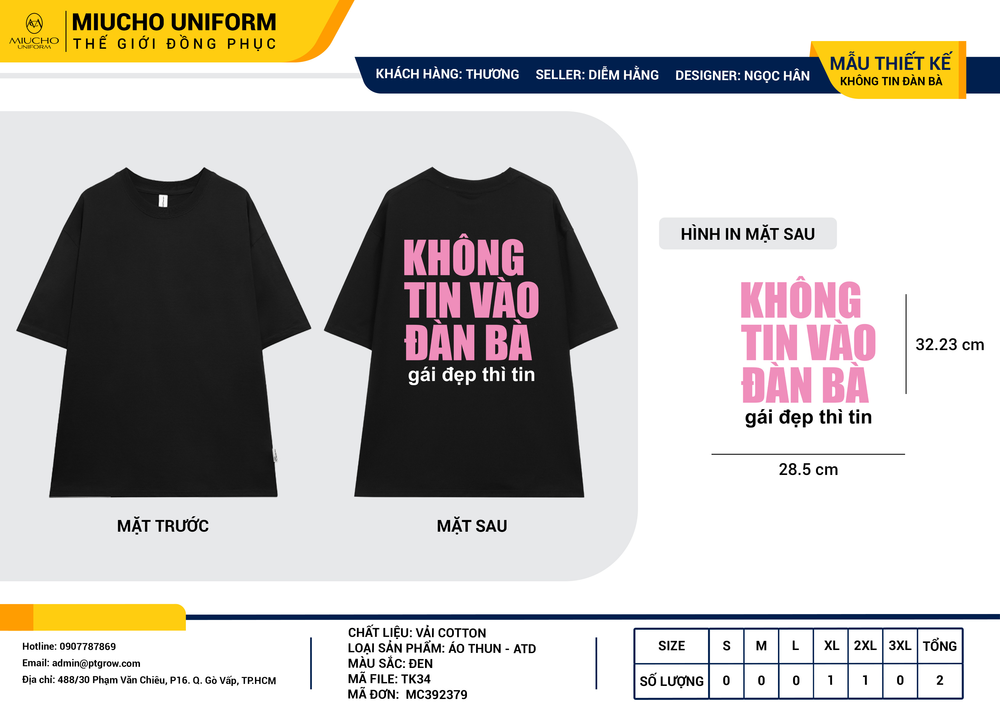 Áo thun thiết kế như nhu cầu TK34