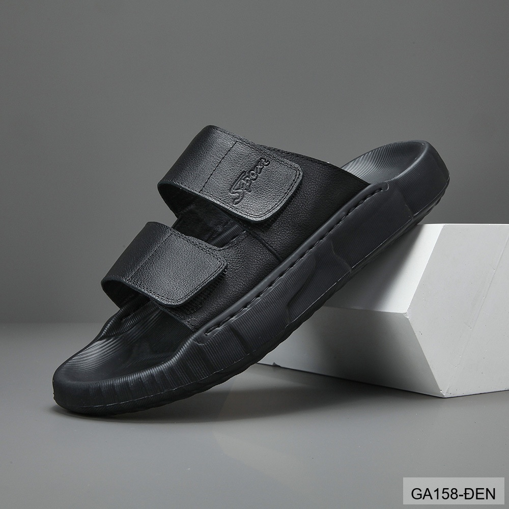 GA158 - Dép Nam Đế Dày Thời Trang Dây Dán Velcro Chất Liệu Da Bò Thoáng Khí