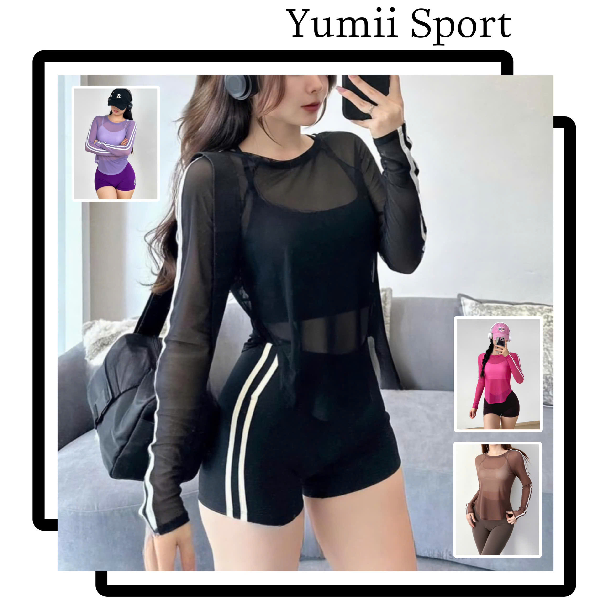 Áo Tank Lưới Dài Tay Phối 3 Sọc Siêu Hot_thumbnail_5
