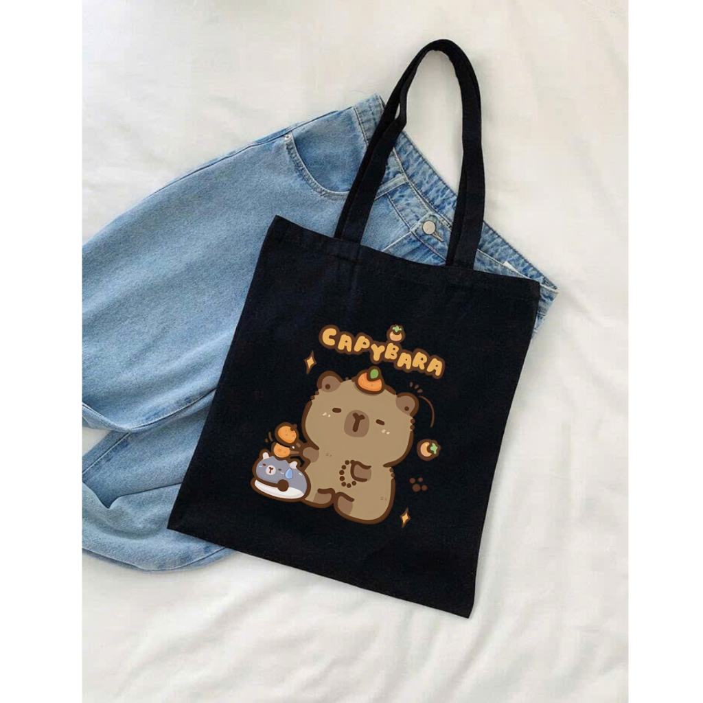 Túi Tote Capybara-Túi vải canvas có túi phụ và khoá kéo đựng vừa A4 và laptop (33x37cm) - TOTE02_thumbnail_17