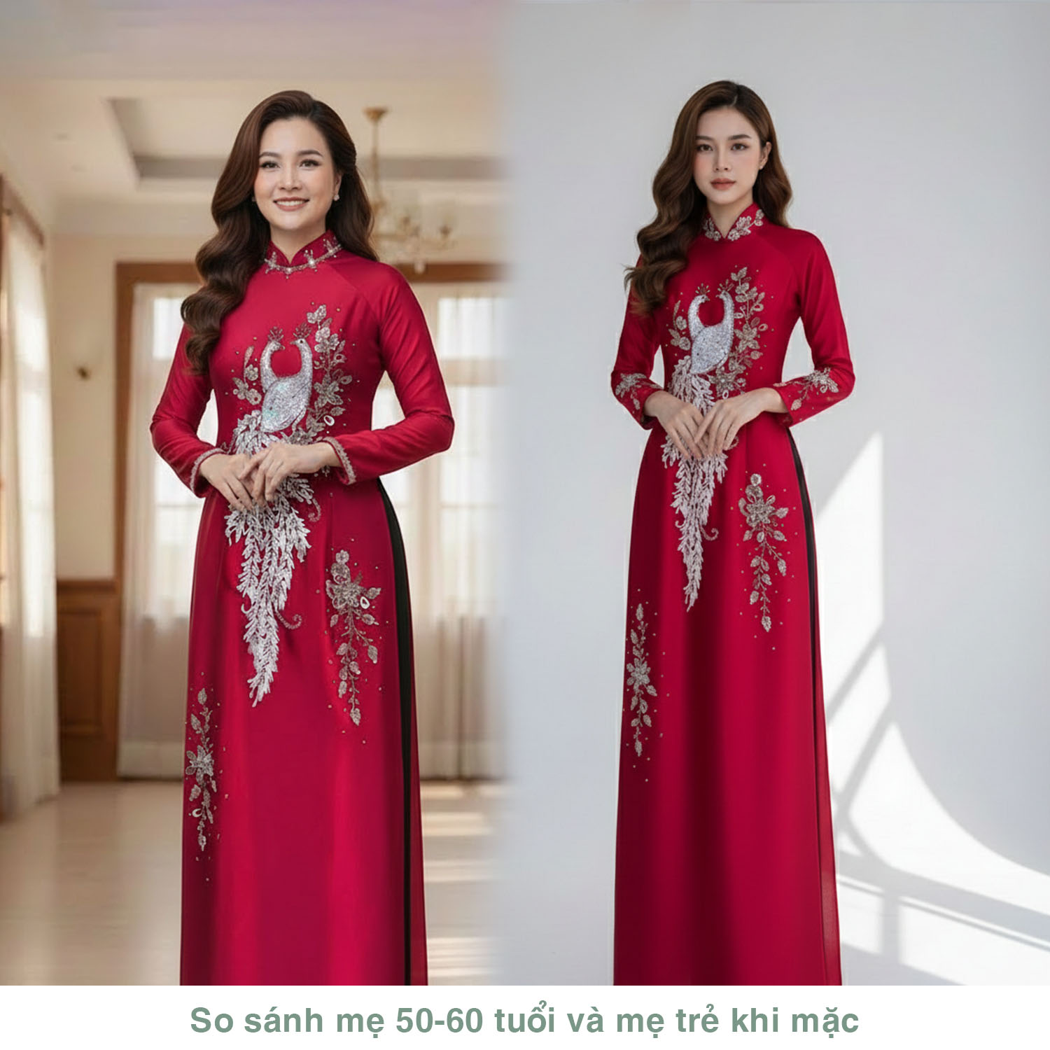 Áo Dài Mẹ Cô Dâu Chú Rể - Thêu Ruy Băng, Kết Thủ Công - Có Bigsize AM25-02_thumbnail_2