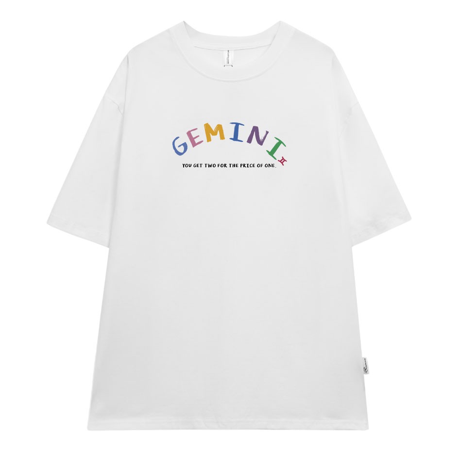 Áo thun nữ form rộng ATD374 cung hoàng đạo Song Tử GEMINI Miucho cotton cổ tròn in typography