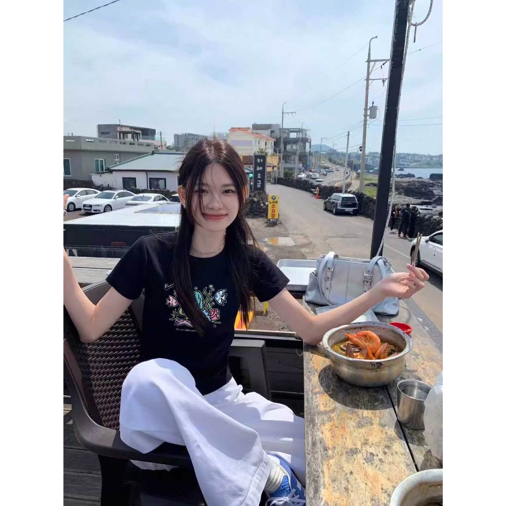 Áo thun baby tee form ôm xinh xắn mùa hè ABD1023 Miucho tay ngắn Cổ tròn hotrend in mix_thumbnail_4