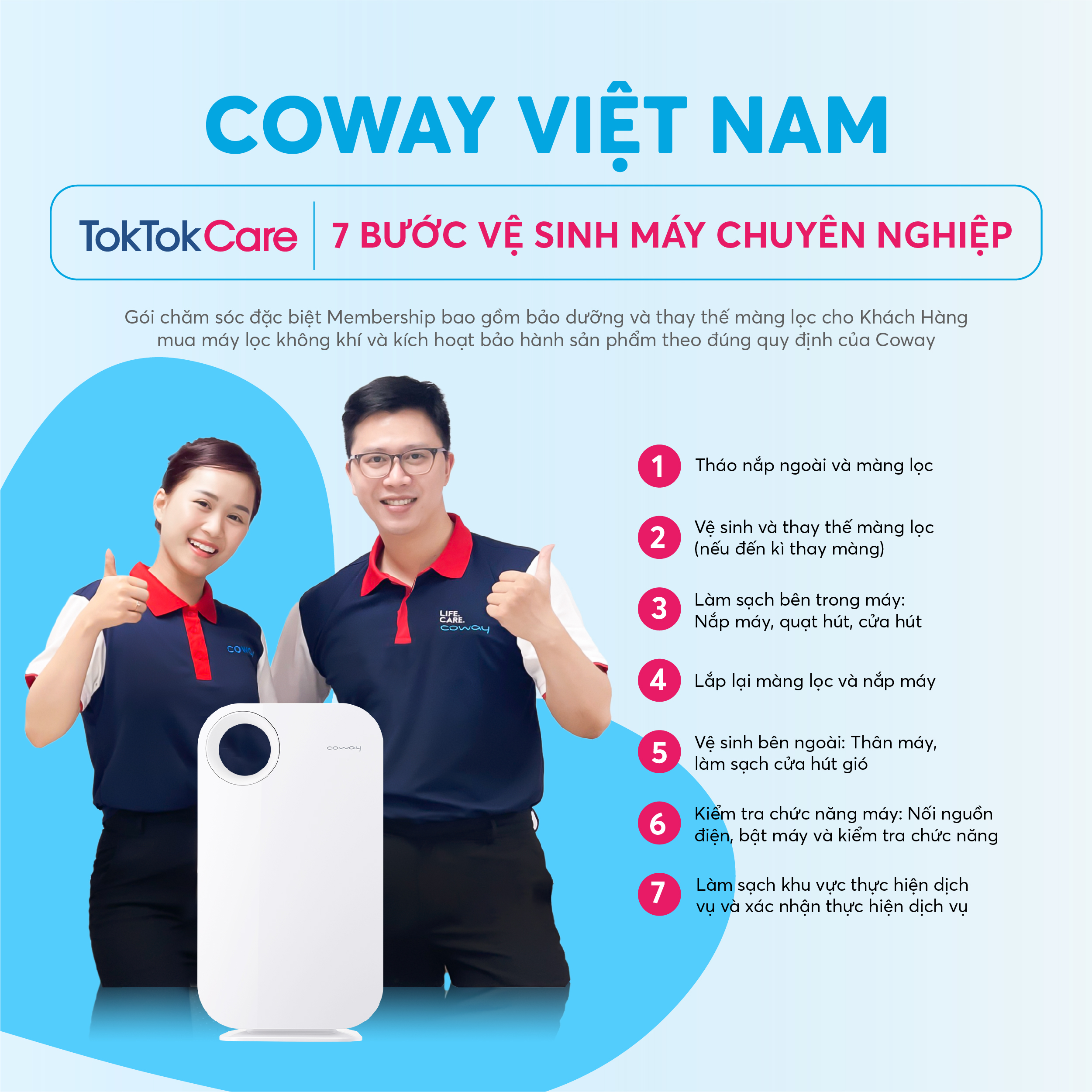 [AP-1008CH] – Coway – Toktokcare Service – Gói bảo dưỡng và chăm sóc máy lọc không khí Coway 1 năm tại nhà