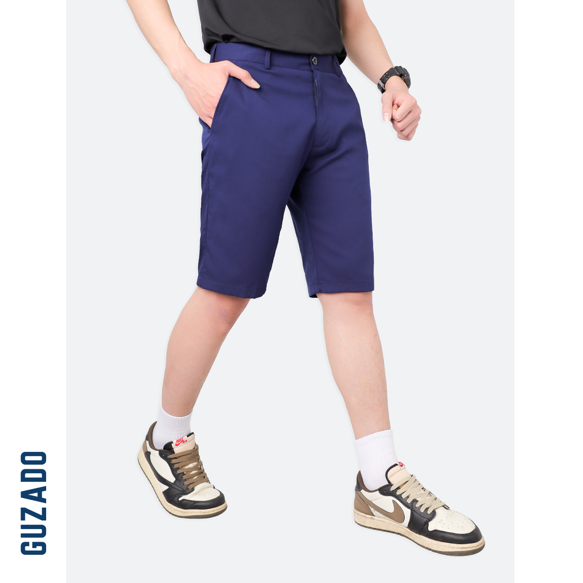 Quần Short Tây Âu Nam GUZADO Kaki Giữ Form Cạp Cúc GSR15_thumbnail_10