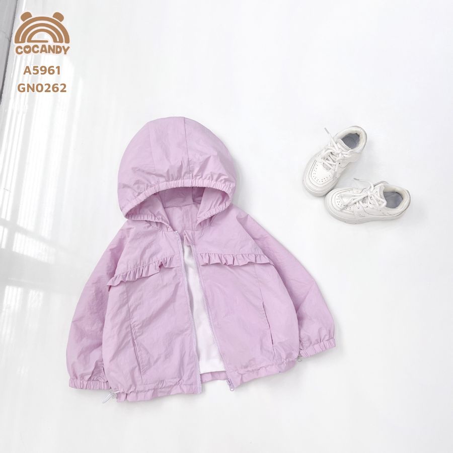 Áo khoác gió TÍM phối bèo tay ngực