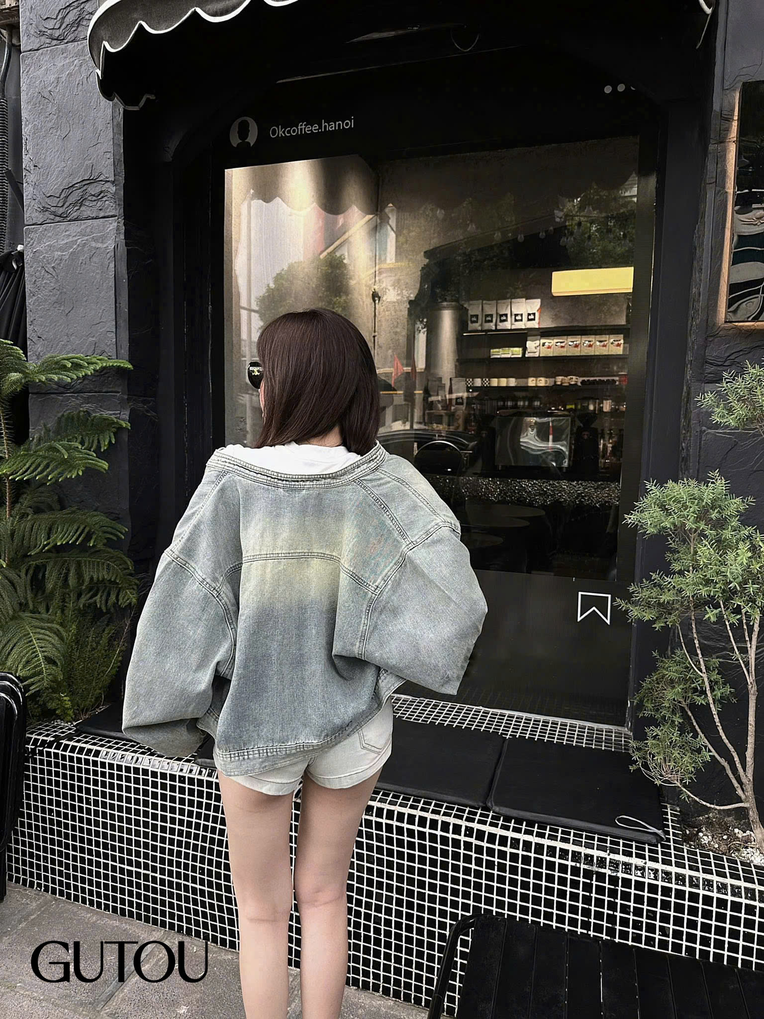 [ GUTOU ] Áo Khoác Denim Cổ Trụ Khóa Kéo Street Style_thumbnail_8