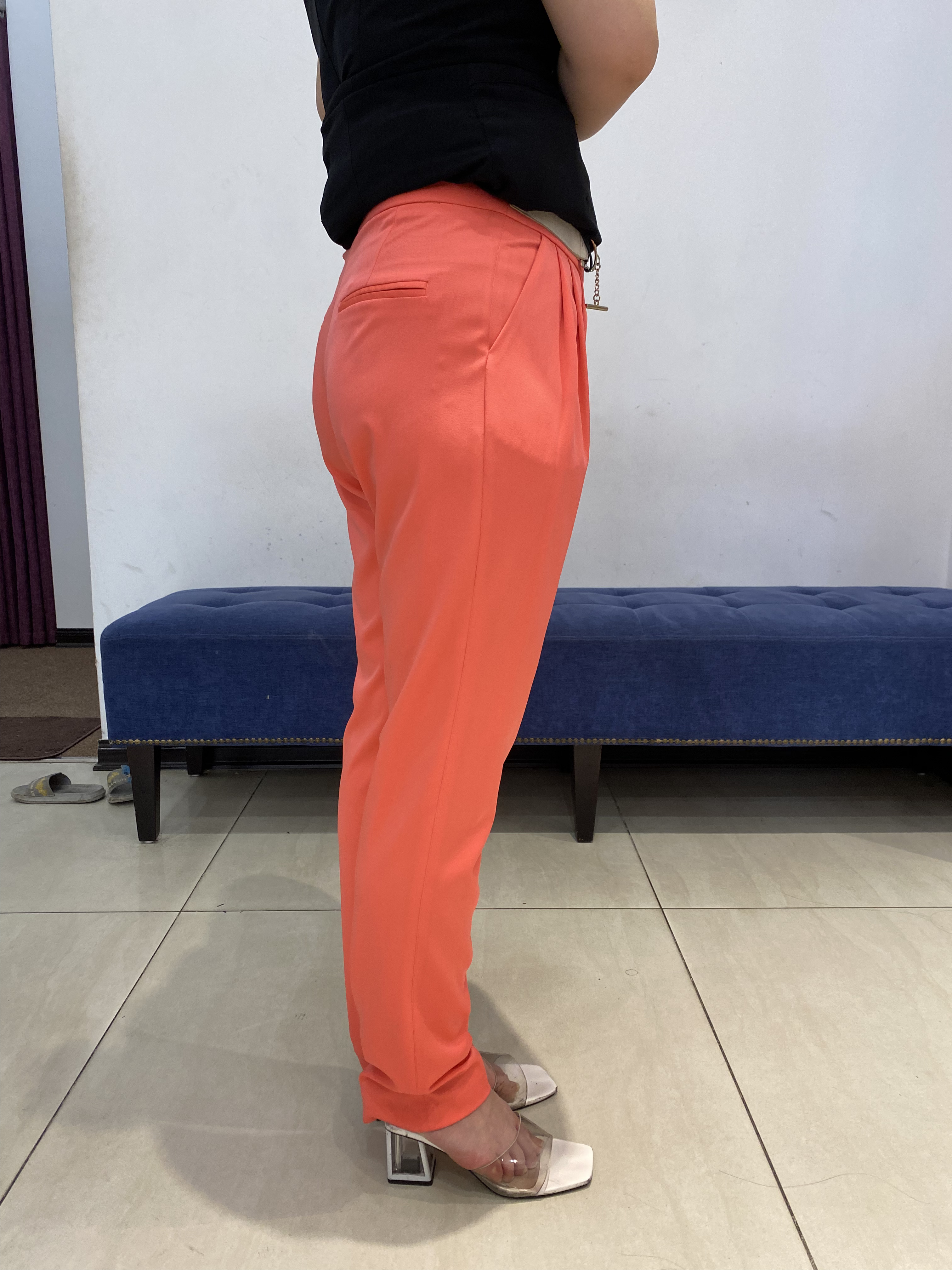 Quần Suông cạp tiêu chuẩn vải Tuytxi dày màu xanh