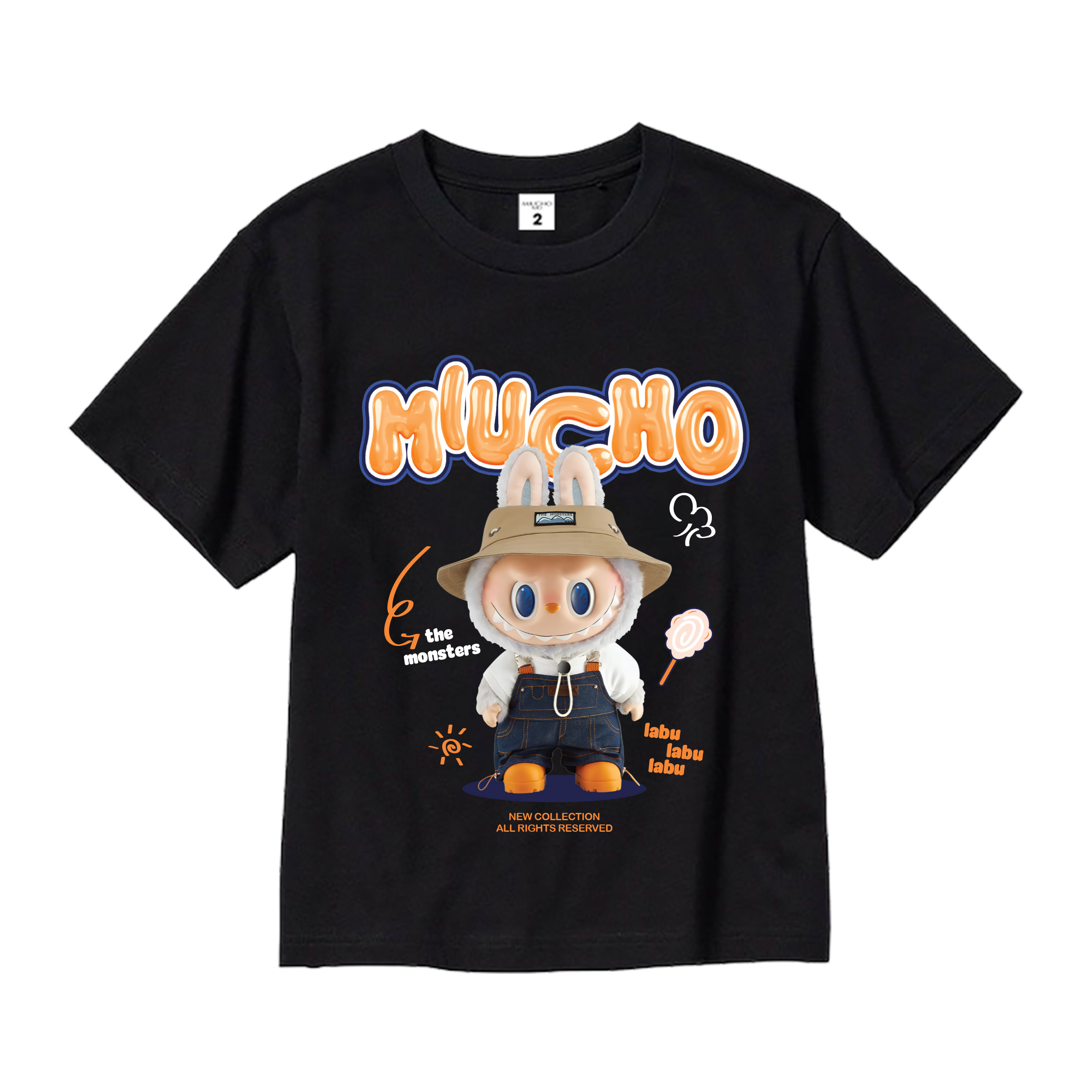 Áo thun bé gái labubu dễ thương nhiều màu sắc AED1463 Miucho Kid vải cotton thoáng mát cổ tròn in graphic_thumbnail_13