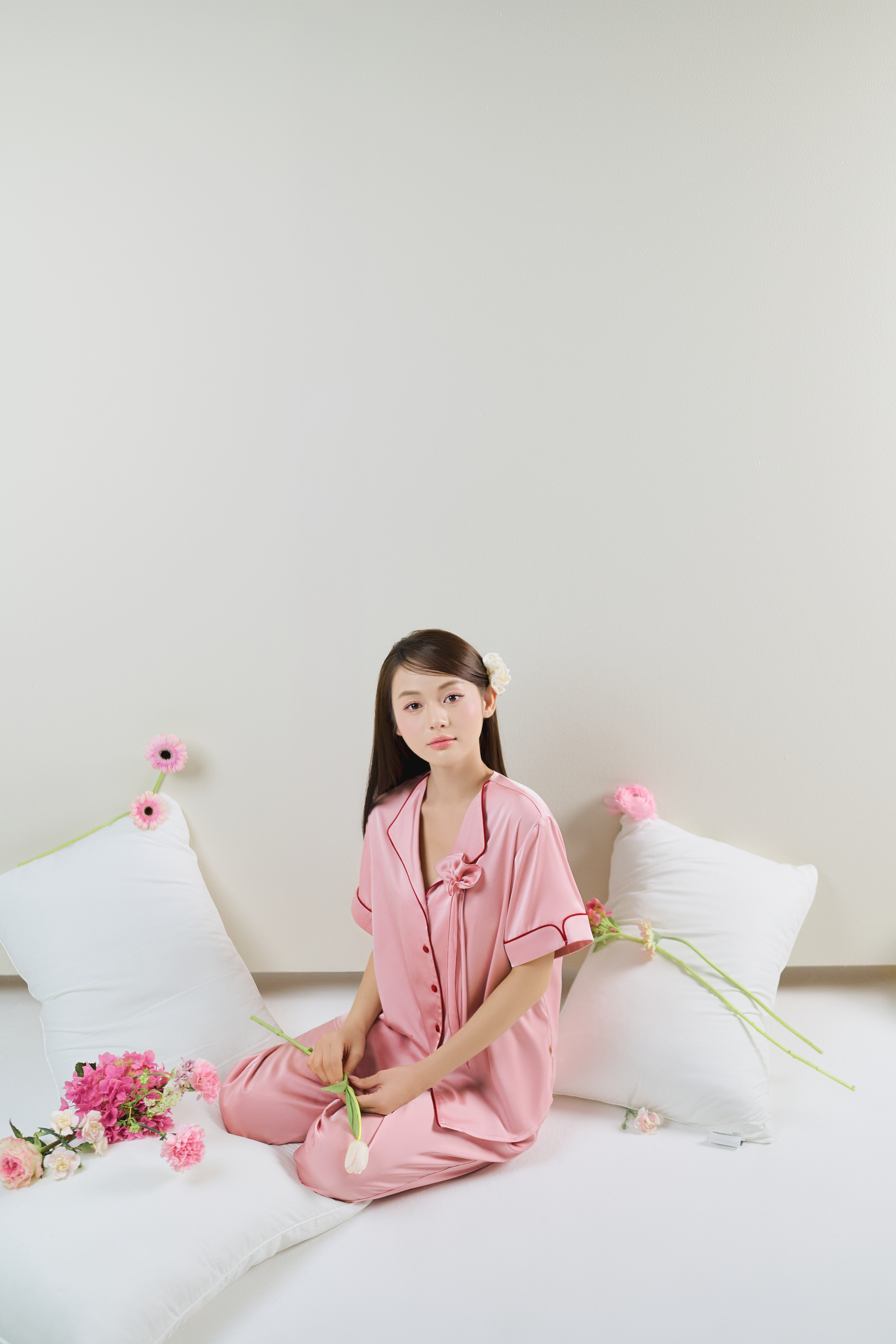 Bộ lụa áo cộc tay, quần dài BN610