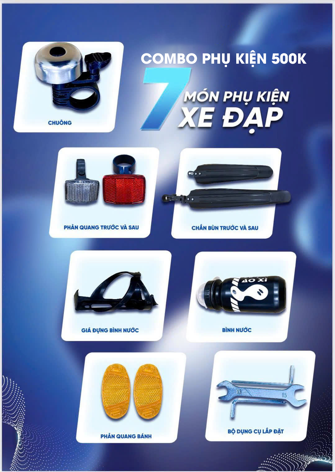 Tặng bộ phụ kiện xe đạp