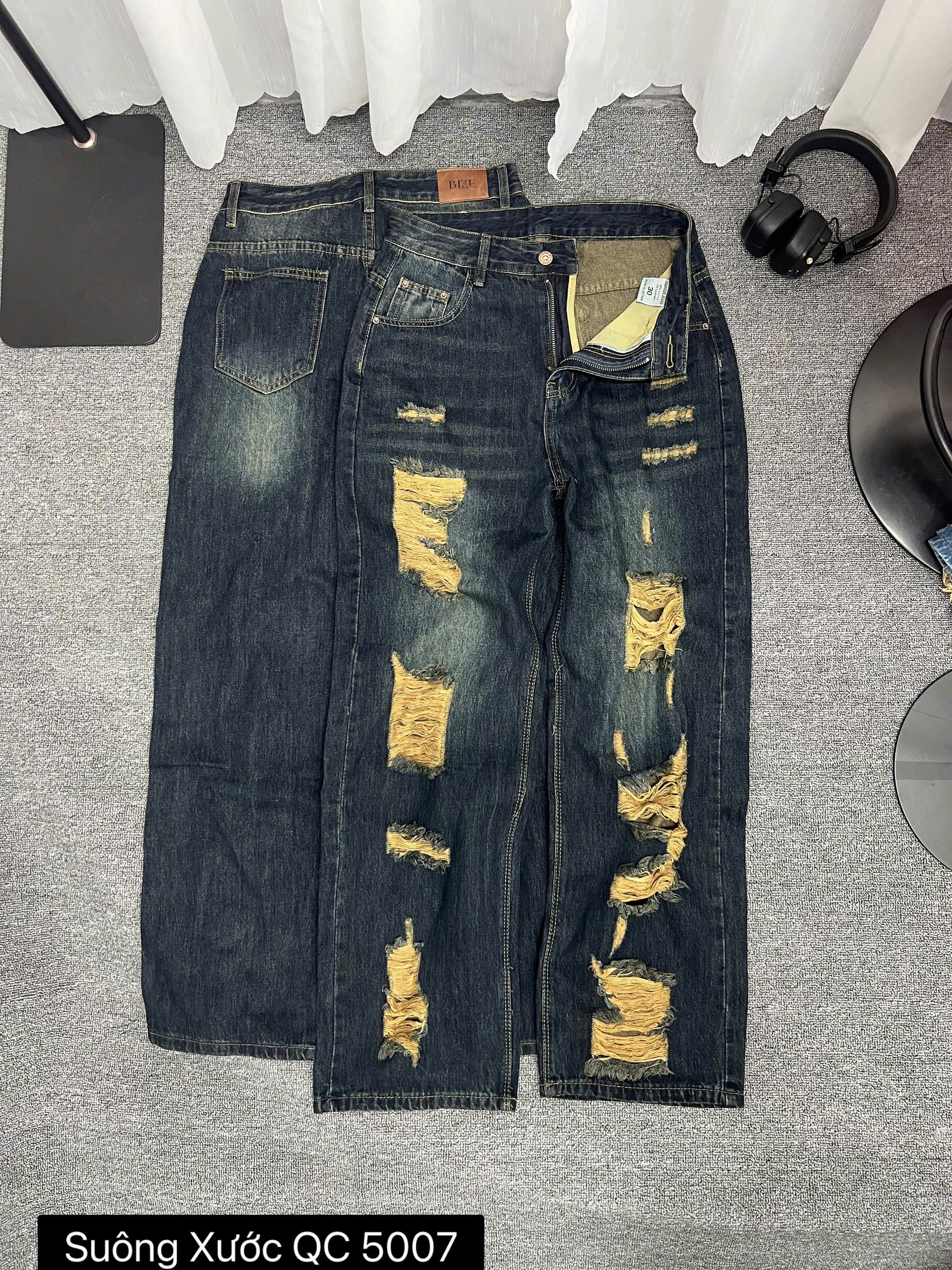 Quần jean suông rách màu mới bigsize QJ5007 dành cho nàng béo mập từ 55-90kg_thumbnail_2