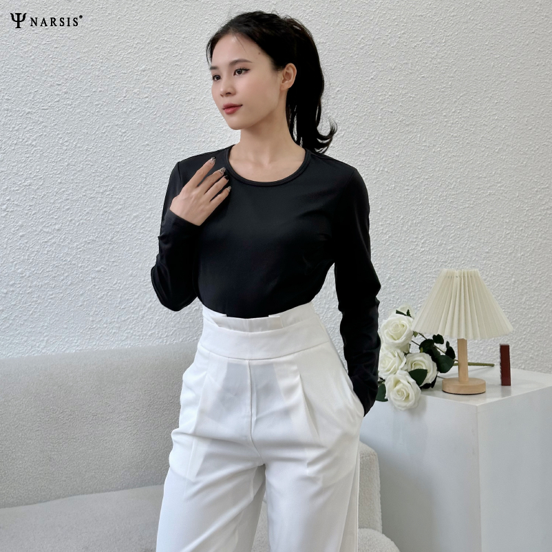 ÁO GIỮ NHIỆT NỮ DÀI TAY CAO CẤP NARSIS CHẤT NỈ GIỮ NHIỆT CO GIÃN TỐT LÓT NỈ CỔ TRÒN ÔM NHẸ L23001..._thumbnail_1