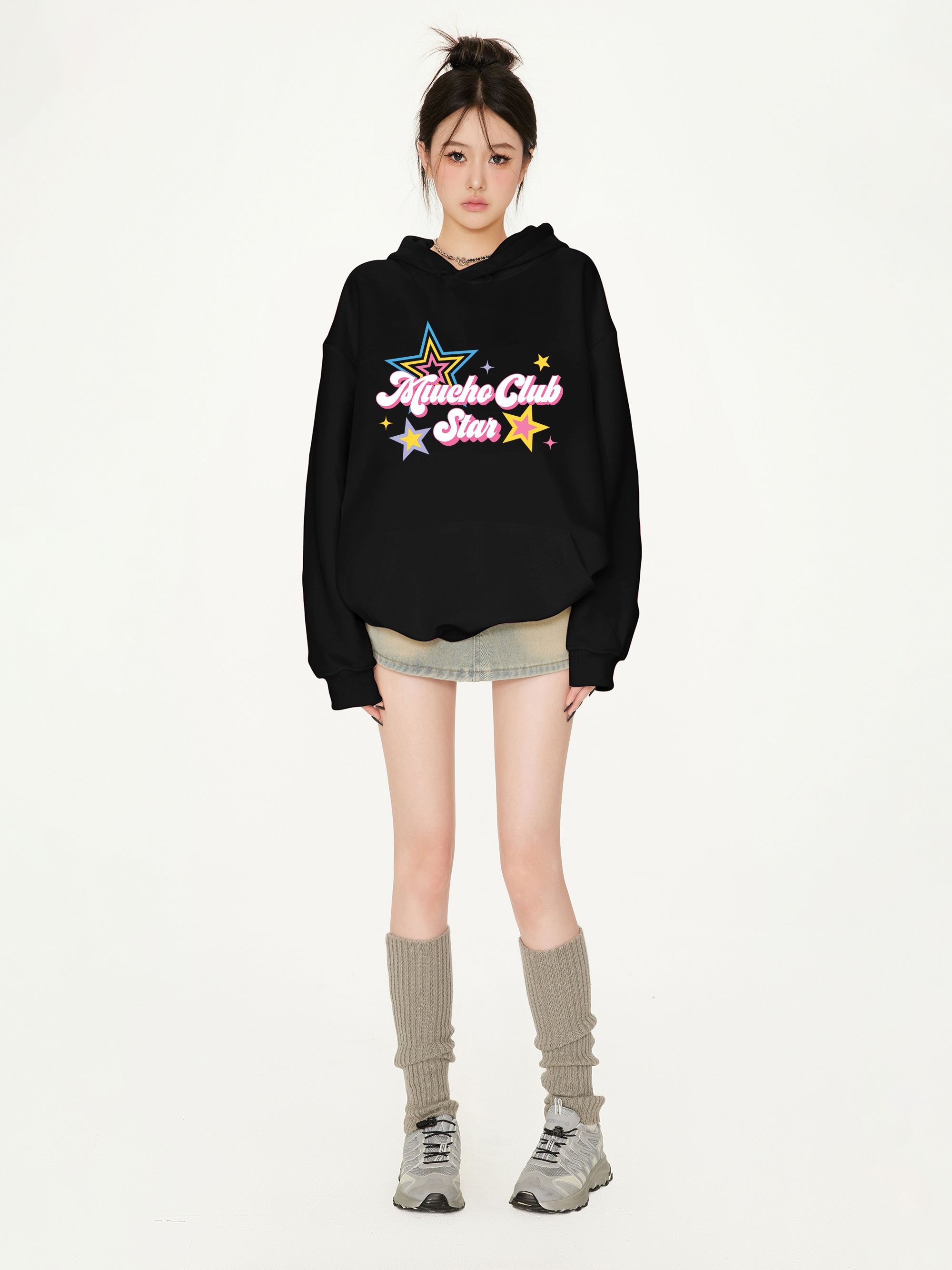 Áo hoodie nữ form rộng dày dặn vải nỉ chân cua HDD1643 Miucho in mix_thumbnail_5