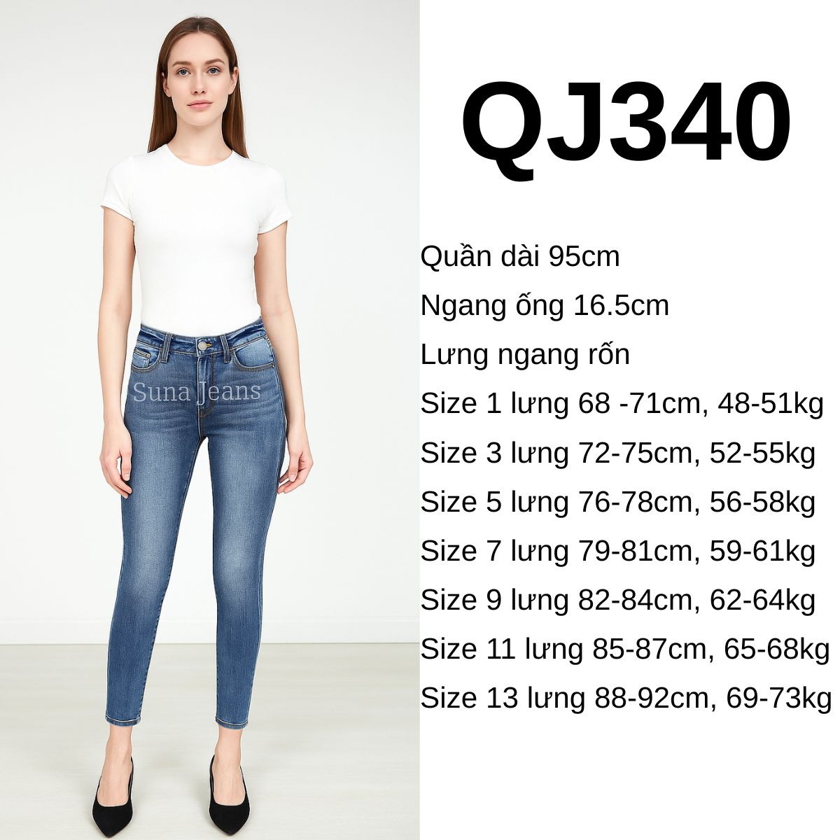 QJ340- Jeans ống đứng JB