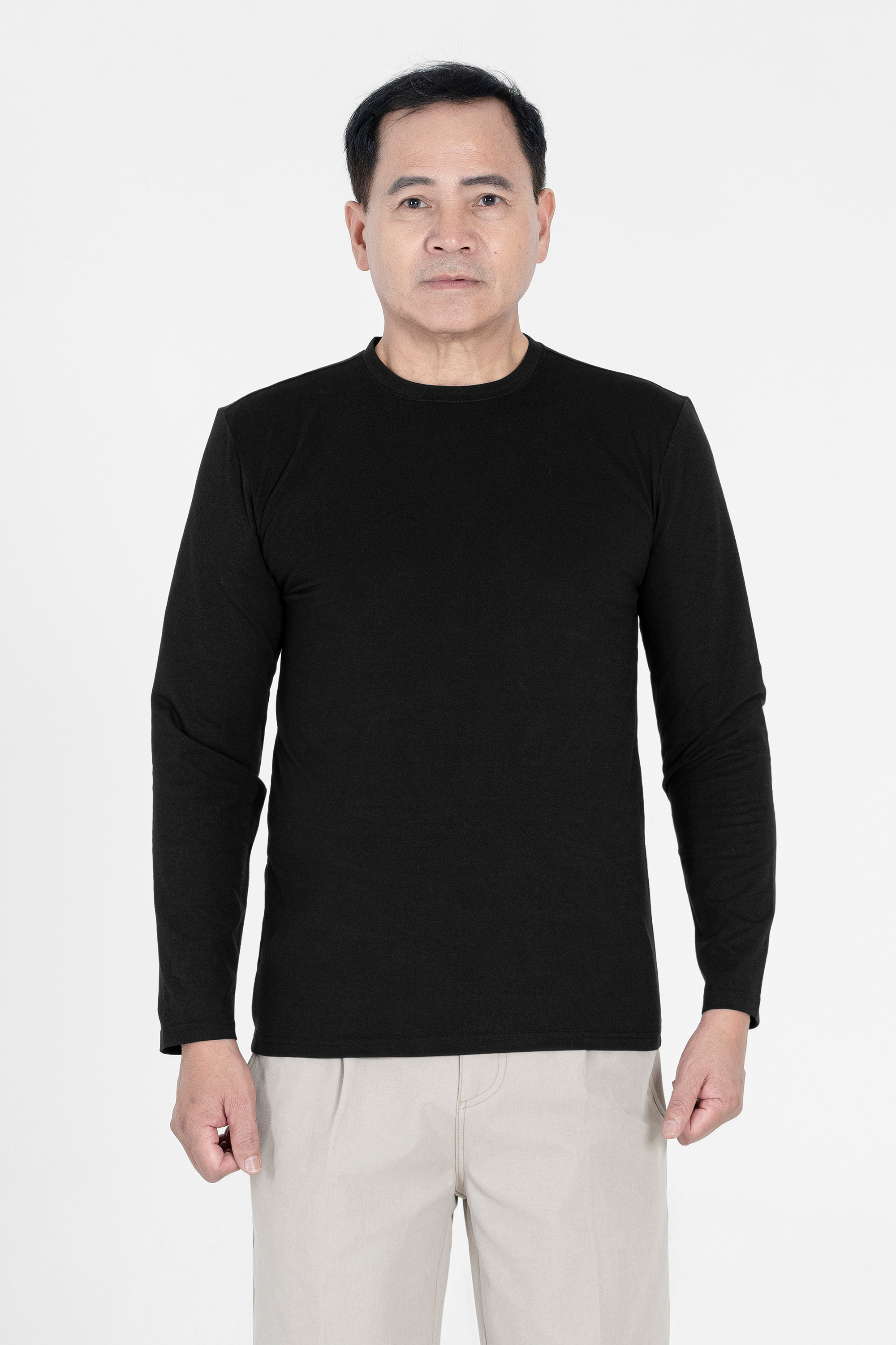 Áo Thun Dài Tay Cổ Tròn Trung Niên ANCHI Chất Liệu Cotton