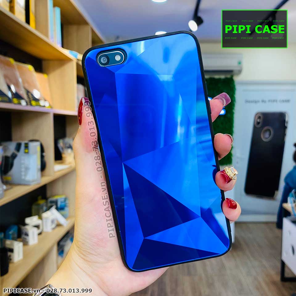 Ốp Lưng Oppo F3 - Kim Cương 6D - Xanh