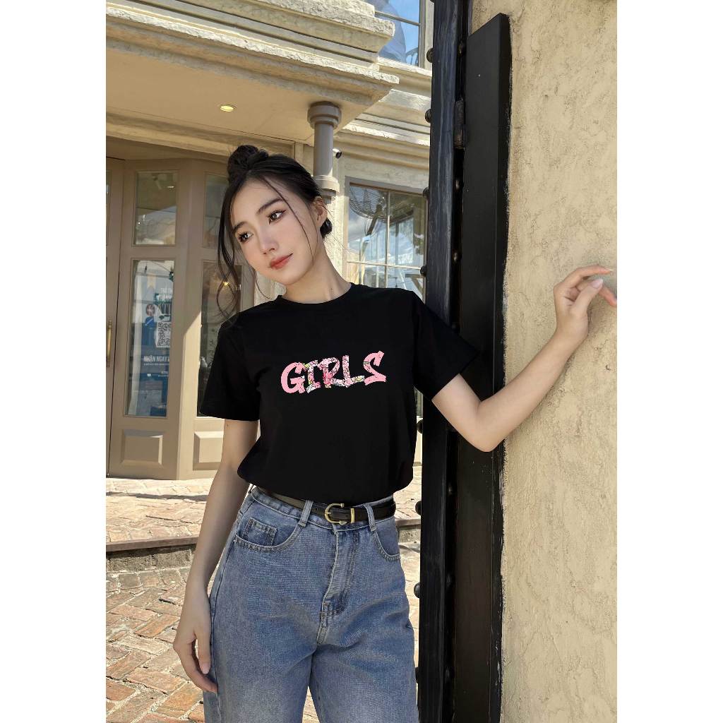 Áo thun nữ form vừa regular ARD555 Miucho Chic cotton cổ tròn in typography_thumbnail_2