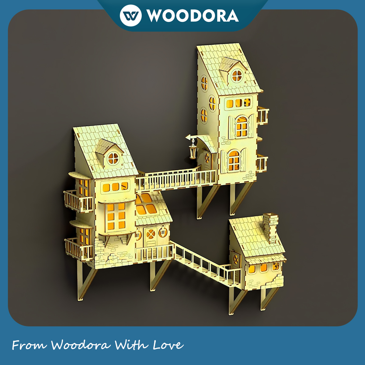 Đèn Ngủ Gỗ Hình Ngôi Nhà - Đèn ngủ treo tường đồng hành cùng giấc ngủ ngon, trang trí cho căn phòng