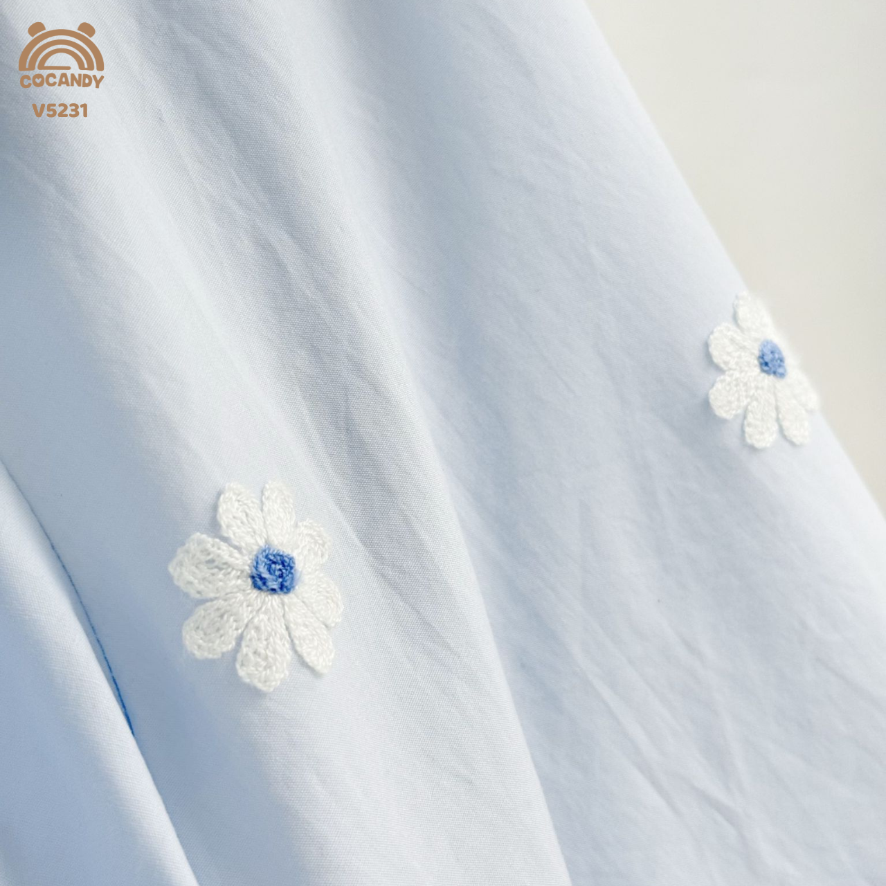 Váy cộc XANH DƯƠNG hoa nhí tay phồng NỮ_thumbnail_5