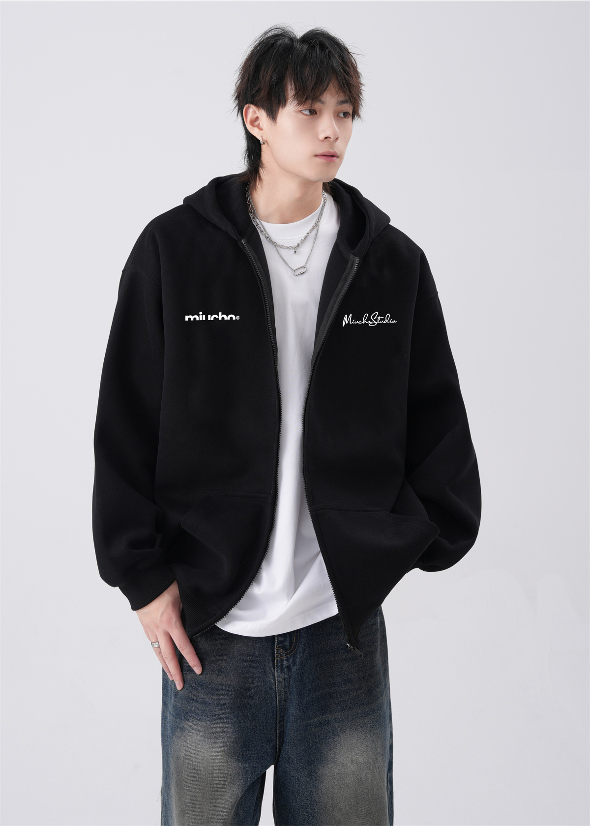 Áo hoodie zip nam local brand form rộng HZD1581 Miucho Club vải nỉ chân cua dày dặn mũ rộng in basic_thumbnail_6