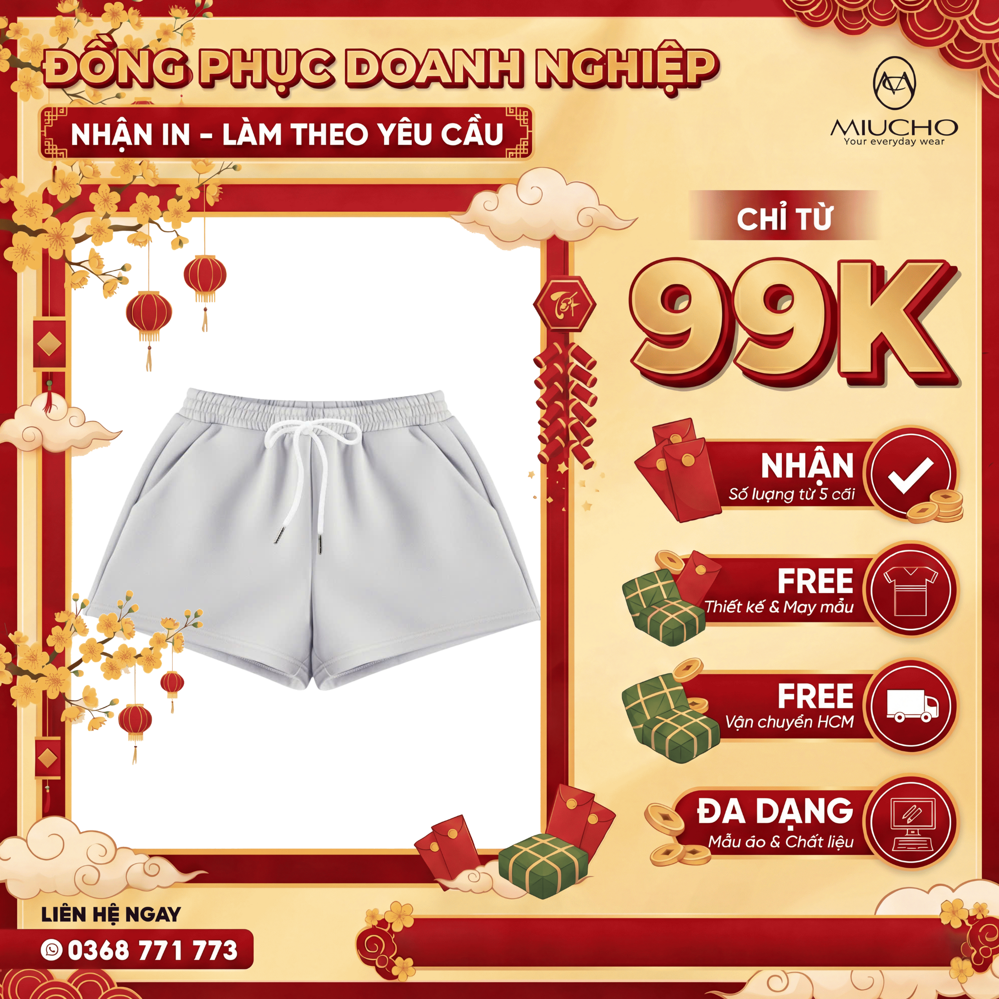 Quần short nữ form rộng Miucho vải chân cua cao cấp dày dặn tôn dáng QS00039