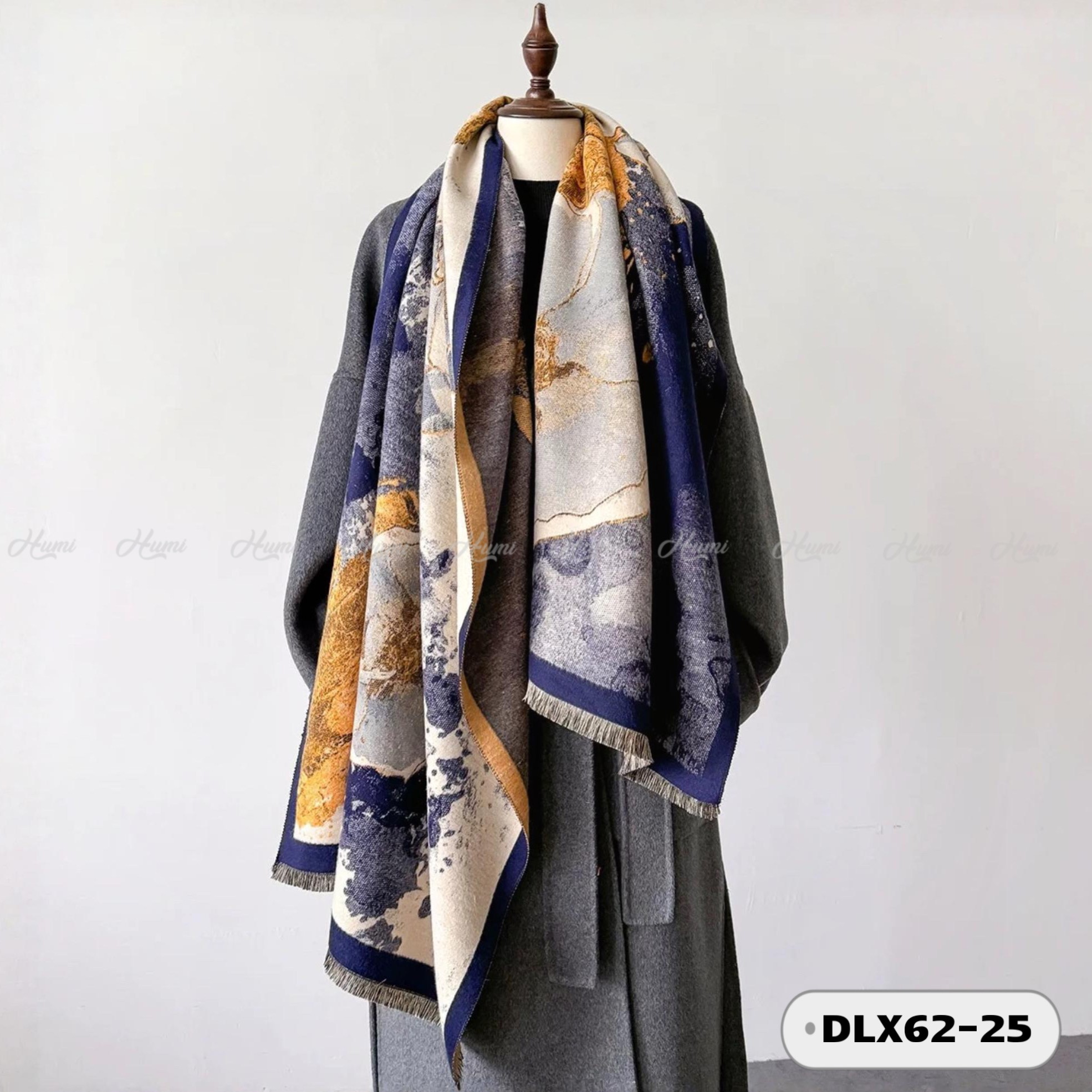 KHĂN CHOÀNG CASHMERE LUXURY IN 3D (DLX62-25)