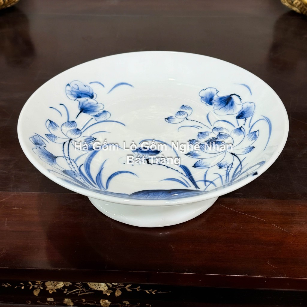 Sen Chàm Vẽ Tay Đồ Thờ Cúng Cao Cấp - Nghệ Nhân Bát Tràng Chế Tác - Bát hương lư hương - bộ đồ cúng_thumbnail_14