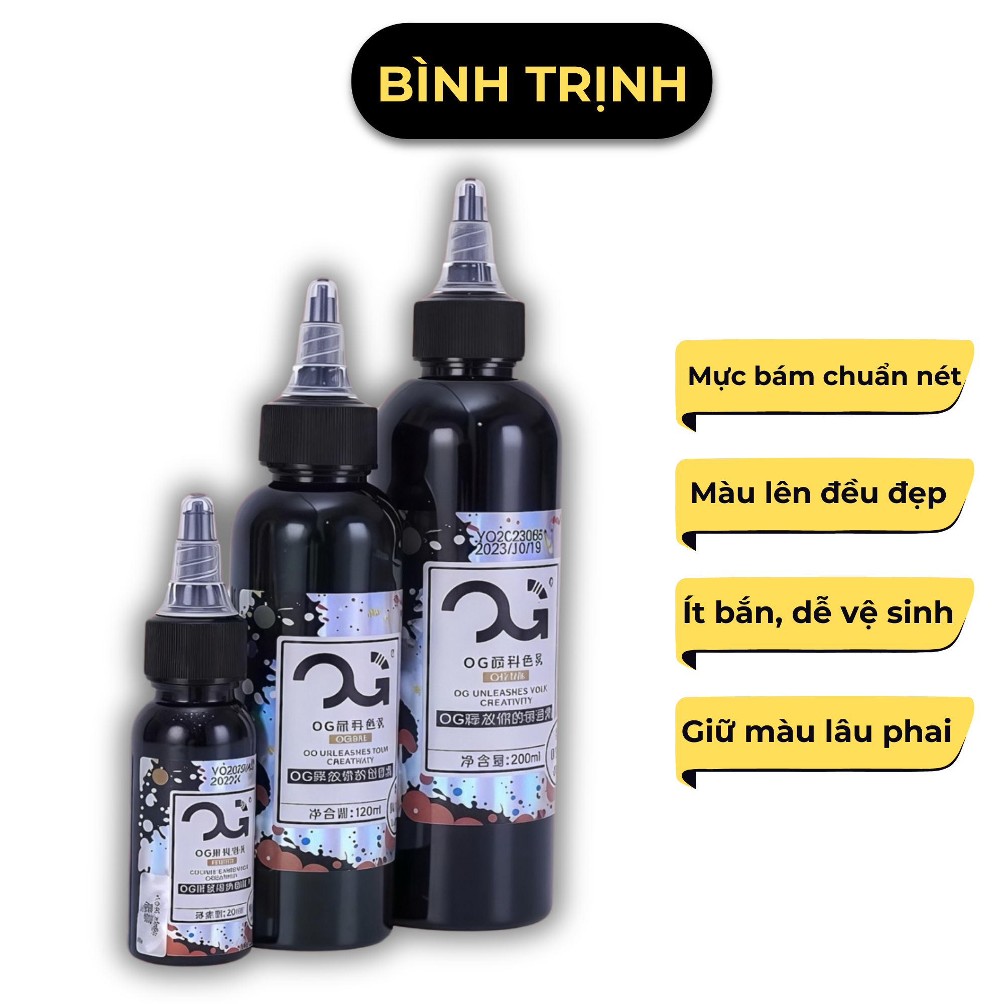 Ink xăm đen OG – Đậm sâu – Bám chuẩn – Không lem bừa
